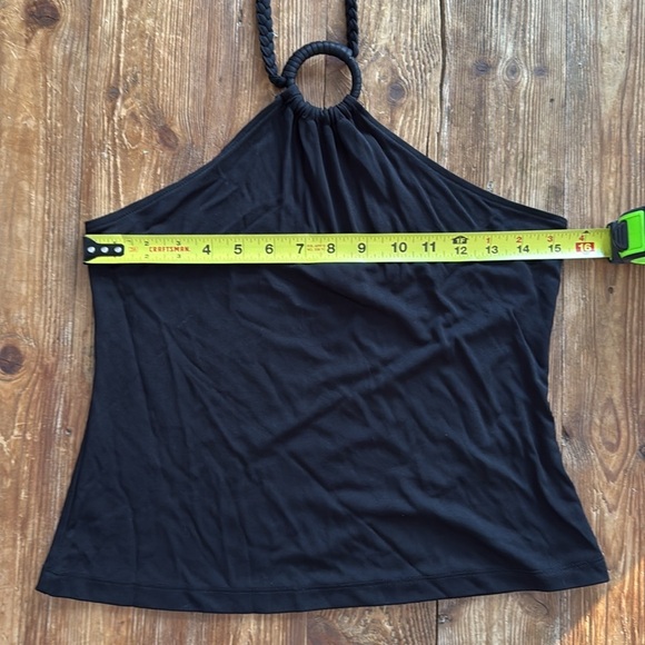 Moda International Black Halter Top Braided‎ Adjustable Neck Tie Sexy Medium EUC - Picture 7 of 8